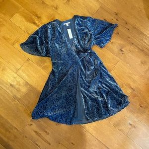Burnout Velvet Wrap Dress